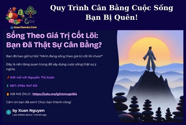 Quy Trình Cân Bằng Cuộc Sống - Giá Trị Cốt Lõi.